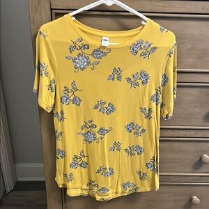 Old Navy Yellow Floral Short Sleeve Tee